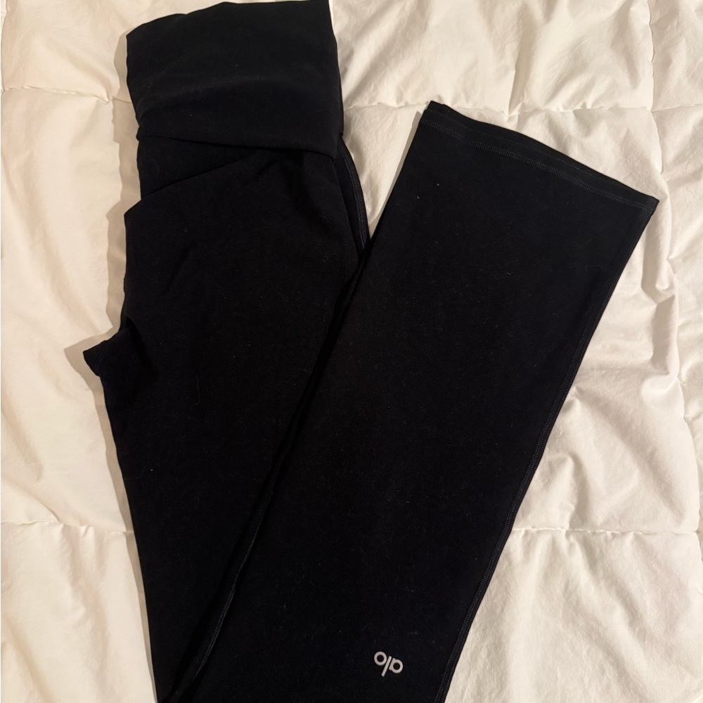 Alo Yoga Foldover Flare Black Leggings